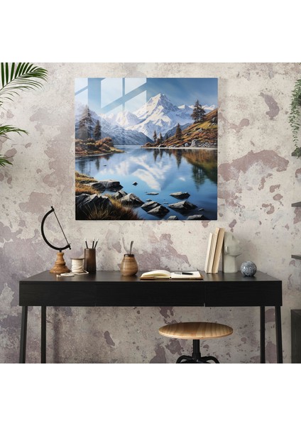 Dünyanın En Güzel Manzaraları - Dağ Yansıması Cam Baskı - Dünyanın En Güzel Manzaraları, Sıradağlar, Huzur, Modern Sanat, 30X30 modelleri