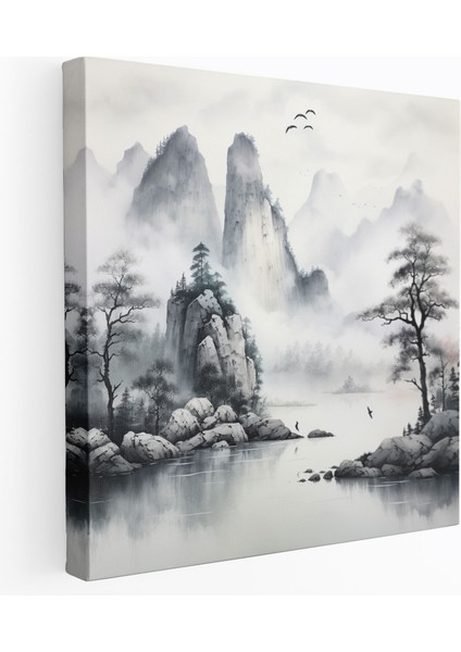 Dünyanın En Güzel Manzaraları - Dağ Manzarası Kanvas Tablo - Dünyanın En Güzel Manzaraları, Duvar Sanatı, Geleneksel Mürekkep Tablo, Kanvas Tablo, 30X30