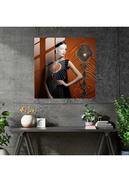 Zengin Elegance Cam Baskı - Retro Moda Cam Duvar Sanatı, 30X30 fiyatları