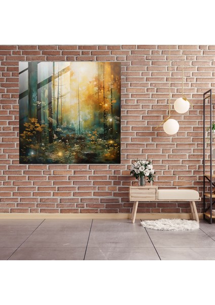 Dünyanın En Güzel Manzaraları, Ruhani Orman Cam Baskı, Çağdaş Karma Teknik Sanatı, 30X30