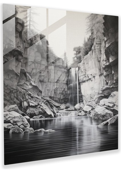 Dünyanın En Güzel Manzaraları Görkemli Şelale Cam Baskı, Cam Baskı, 30X30