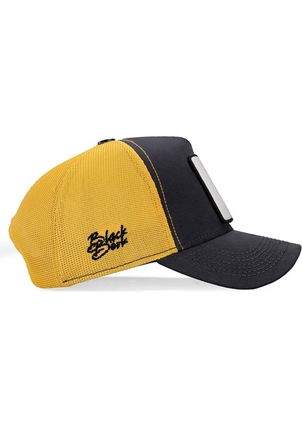 V1 Trucker Aslan - 4 Kod Logolu Koyu Antrasit-Sarı Şapka (Cap)