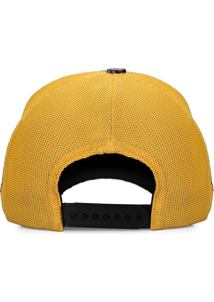 V1 Trucker Aslan - 4 Kod Logolu Koyu Antrasit-Sarı Şapka (Cap)