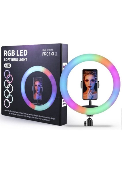 Çok Renkli Halka Işık LED Youtuber Makyaj Rgb Ring Light 33CM (13''inch) LED Video Güzellik Merkezi