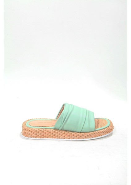 Kadın Vizon Hasır Detaylı Terlik