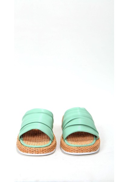 Kadın Vizon Hasır Detaylı Terlik modelleri