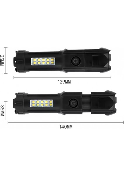 109-B Zoomlu Flash Özellikli SMD ve Power LED’li Şarjlı Plastik Kasa El Feneri (Powerbank Özellikli) fiyatları