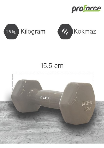 Vdb Dışı Vinil Kaplı Içi Çelik Döküm Ağırlık Dambıl 1,5 kg -Tek Adet