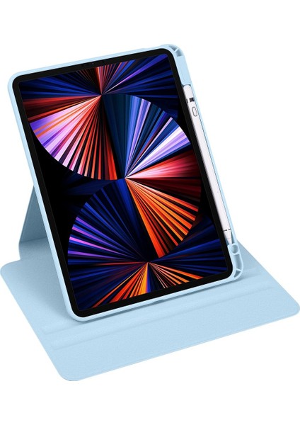 iPad Pro 11 2021 (3.nesil) Fuchsia Termik Kalem Bölmeli Dönebilen Standlı Kılıf