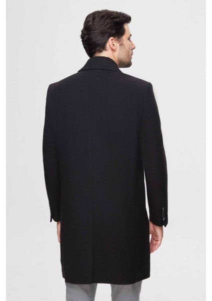 Regular Fit Siyah Balıksırtı Kruvaze Palto 3HF0832200151 modelleri