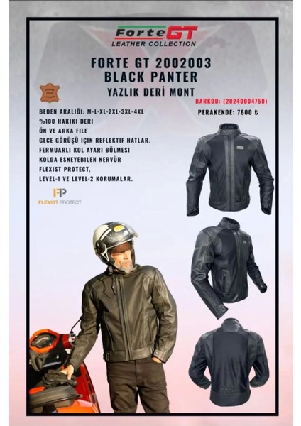 2002003 Black Panter Hakiki Deri Yazlık Mont modelleri