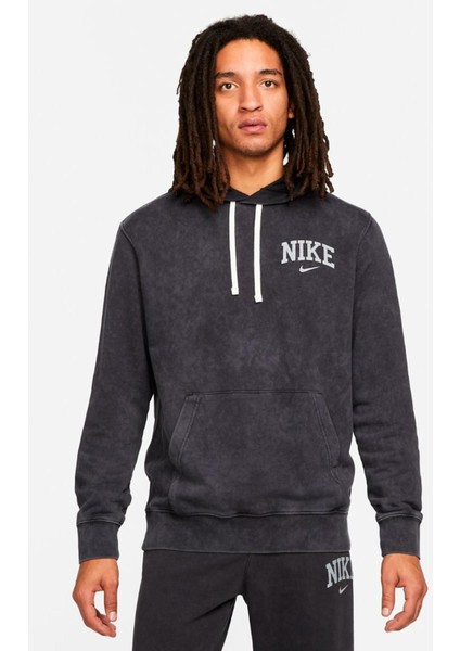 Sportswear Arch French Terry Pullover Hoodie Erkek Sweatshirt Siyah