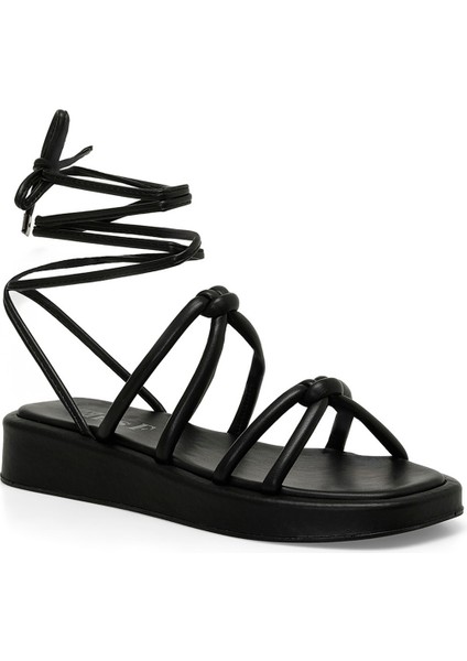 DS24021 4fx Siyah Kadın Düz Sandalet