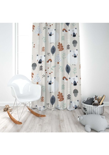 Kış Ayıları, Ithal Kumaş, Çocuk ve Bebek Odası Fon Perde - 1 Kanat modelleri