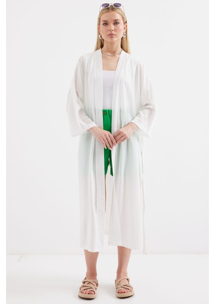 5835 Yırtmaçlı Yazlık Kimono - Beyaz fiyatları