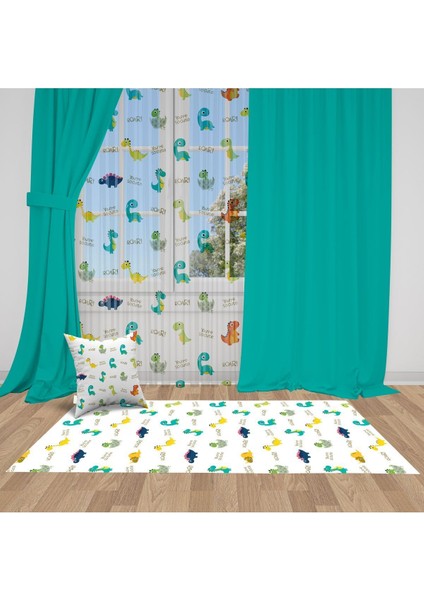 Koyu Yeşil, Ithal Kumaş, Çocuk ve Bebek Odası Fon Perde - 1 Kanat