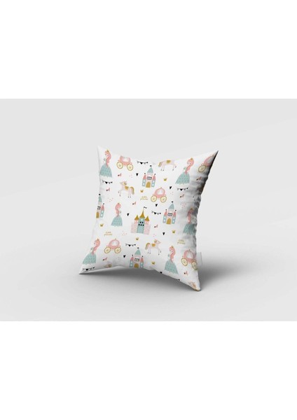 Prenses ve Arabası, Beyaz, Pembe, Mavi Ithal Kumaş, Çocuk Odası, Bebek Odası Fon Perde - 1 Kanat fırsatları