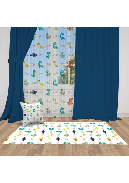 Lacivert, Ithal Kumaş, Çocuk ve Bebek Odası Fon Perde - 1 Kanat
