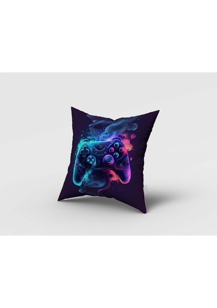 Joystick, Oyun Konsolu, Siyah, Mavi, Mor, Ithal Kumaş, Çocuk Odası, Genç Odası Fon Perde - 1 Kanat indirimleri