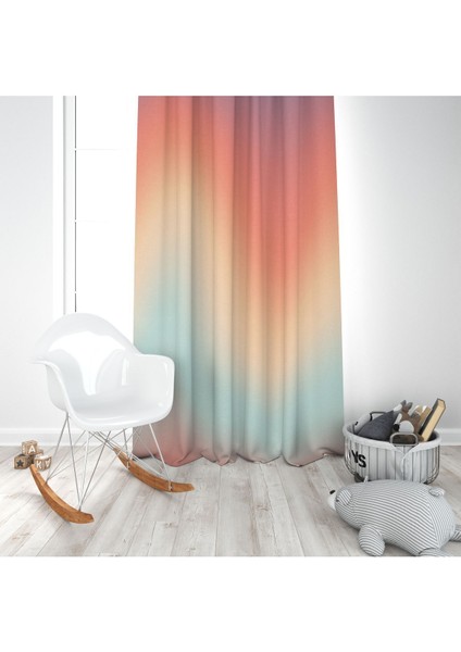 Turuncu Yeşil Geçişli, Kahverengi, Ithal Kumaş, Çocuk Odası, Genç Odası Fon Perde - 1 Kanat modelleri