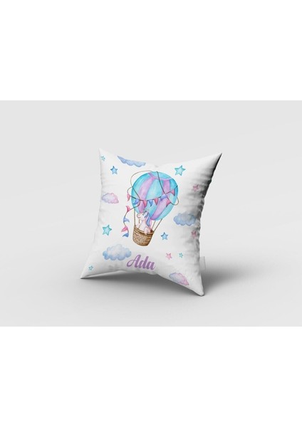 Mavi Hava Balonu ve Hayvanlar, Beyaz, Mavi, Ithal Kumaş, Çocuk ve Bebek Odası Fon Perde - 1 Kanat fırsatları