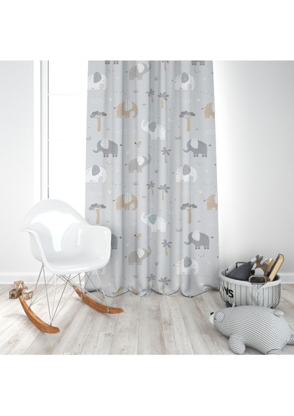 Iskandinav Stili Filler, Gri, Beyaz, Ithal Kumaş, Çocuk ve Bebek Odası Fon Perde - 1 Kanat modelleri