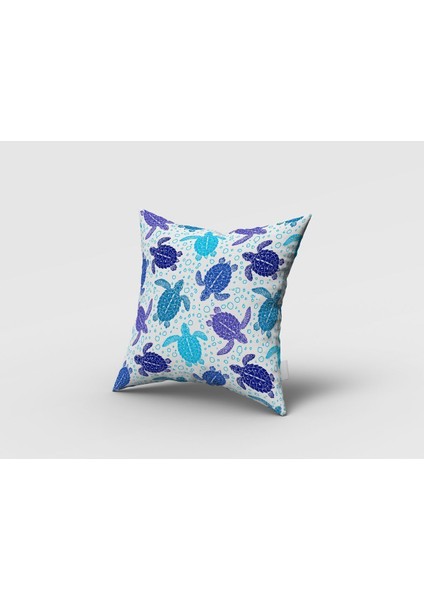 Mavi Su Kaplumbağaları, Beyaz, Ithal Kumaş, Çocuk Odası, Bebek Odası Fon Perde - 1 Kanat fırsatları