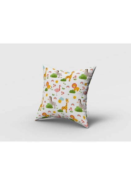 Orman Safari Hayvanları, Yeşil, Turuncu, Sarı, Ithal Kumaş, Çocuk ve Genç Odası Fon Perde - 1 Kanat fırsatları