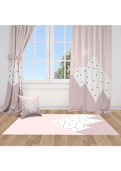 Pembe Dağlar, Ithal Kumaş, Çocuk ve Bebek Odası Fon Perde - 1 Kanat