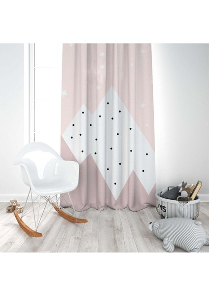 Pembe Dağlar, Ithal Kumaş, Çocuk ve Bebek Odası Fon Perde - 1 Kanat modelleri