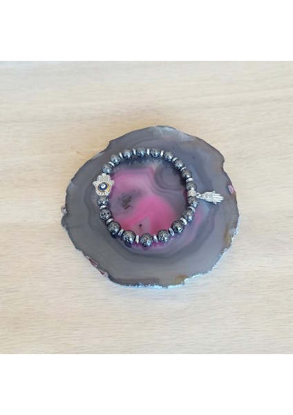 Gri Lav Taşı Bileklik Hamsa Fatma Ana Eli Doğal Taş Bileklik Nazar Boncuk Model Lav Taşı indirimleri