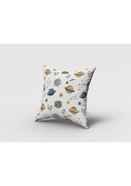 Kahverengi Gezegenler, Mavi, Yeşil, Gri, Ithal Kumaş, Çocuk Odası, Genç Odası Fon Perde - 1 Kanat fırsatları