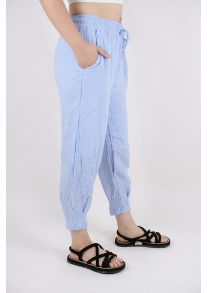 Kadın Paça Pileli Müslin Pantolon