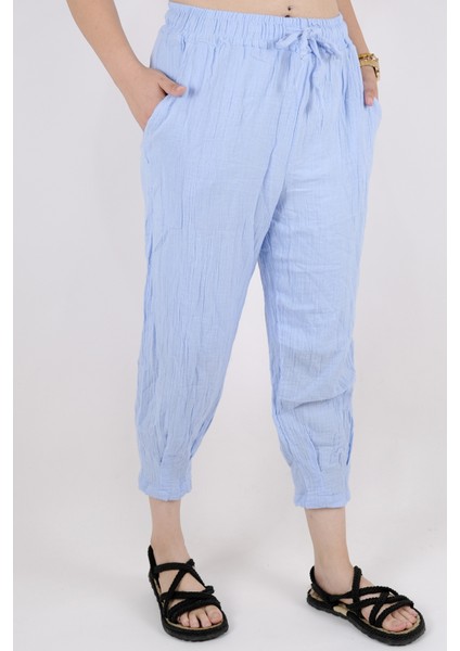 Kadın Paça Pileli Müslin Pantolon indirimleri
