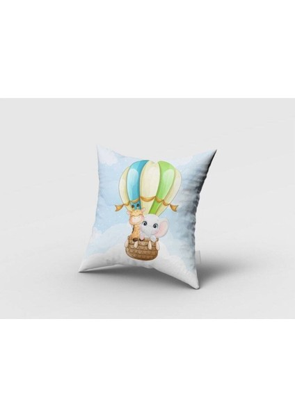 Uçan Safari Hayvanları, Mavi, Ithal Kumaş, Çocuk ve Bebek Odası Fon Perde - 1 Kanat indirimleri