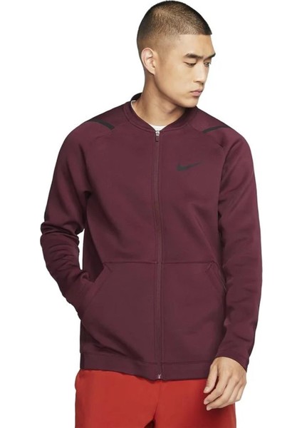 Pro Dri Fit Full Zip Sportswear Jacket Erkek Fermuarlı Spor Ceket Bordo