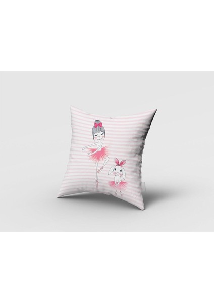 Balerin ve Tavşan, Beyaz, Pembe, Ithal Kumaş, Çocuk ve Bebek Odası Fon Perde - 1 Kanat fırsatları