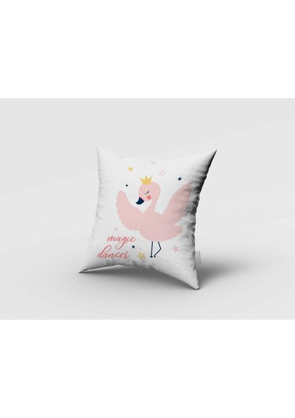 Dans Eden Kuğu, Pembe, Beyaz, Ithal Kumaş, Çocuk ve Bebek Odası Fon Perde - 1 Kanat fırsatları