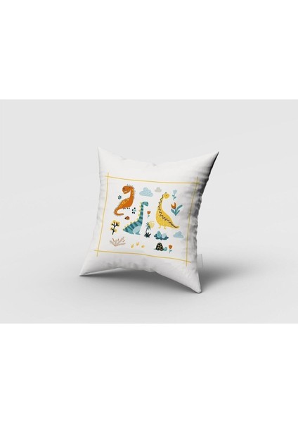 Dinazorlar ve Alfabe, Sarı, Turuncu, Ithal Kumaş, Çocuk ve Bebek Odası Fon Perde - 1 Kanat fırsatları