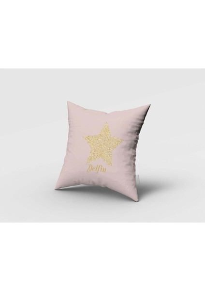 Parlayan Altın Yıldız, Pembe, Gold, Ithal Kumaş, Çocuk ve Bebek Odası Fon Perde - 1 Kanat fırsatları