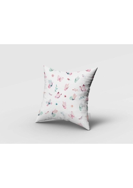 Kelebek, Beyaz, Mor, Pembe, Ithal Kumaş, Çocuk ve Bebek Odası Fon Perde - 1 Kanat fırsatları