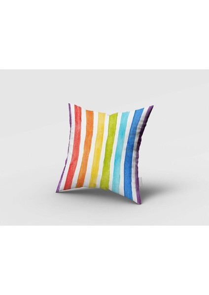 Dikey Çizgili Renkler, Kırmızı, Sarı, Mavi, Ithal Kumaş, Çocuk ve Bebek Odası Fon Perde - 1 Kanat fırsatları