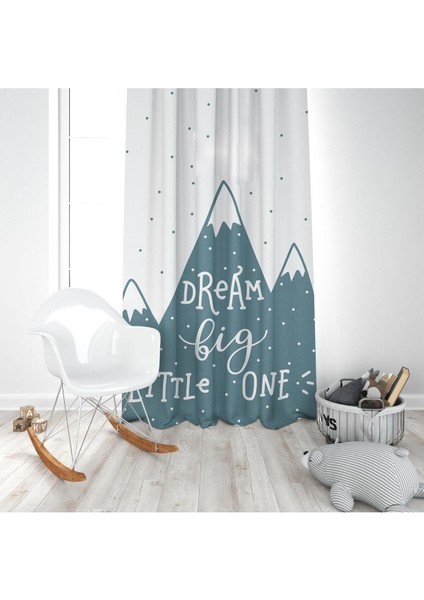 Iskandinav Stili Dağlar, Yeşil, Beyaz, Ithal Kumaş, Çocuk ve Bebek Odası Fon Perde - 1 Kanat modelleri