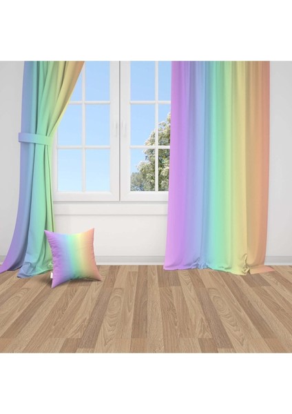 Ombre, Ithal Kumaş, Mor, Sarı, Turuncu, Çocuk ve Bebek Odası Fon Perde - 1 Kanat