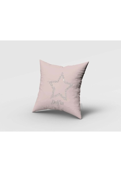 Parlayan Altın Yıldız, Pembe, Gri, Ithal Kumaş, Çocuk ve Bebek Odası Fon Perde - 1 Kanat fırsatları