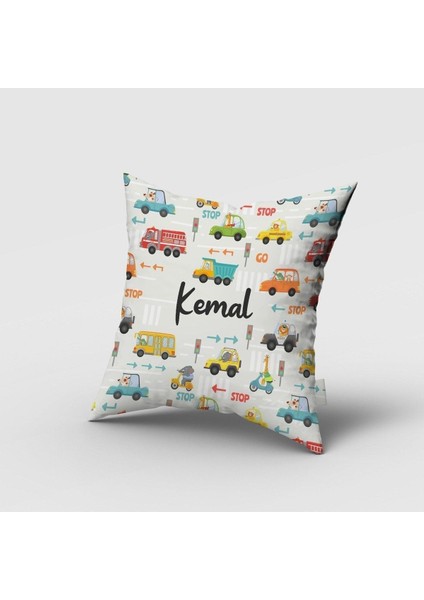 Renkli Arabalar, Beyaz, Turuncu, Sarı, Ithal Kumaş, Çocuk ve Bebek Odası Fon Perde - 1 Kanat fırsatları