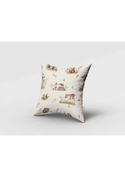 Sevimli, Ayı, Tilki, Kirpi, Krem, Yeşil, Ithal Kumaş, Çocuk ve Bebek Odası Fon Perde - 1 Kanat fırsatları