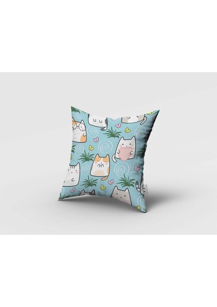 Iskandinav Stili Kediler, Mavi, Pembe, Ithal Kumaş, Çocuk ve Bebek Odası Fon Perde - 1 Kanat fırsatları