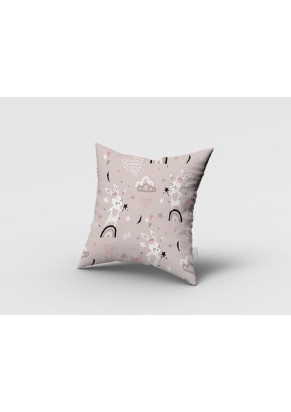 Sihirbaz Tavşan, Pembe, Gri, Ithal Kumaş, Çocuk ve Bebek Odası Fon Perde - 1 Kanat fırsatları