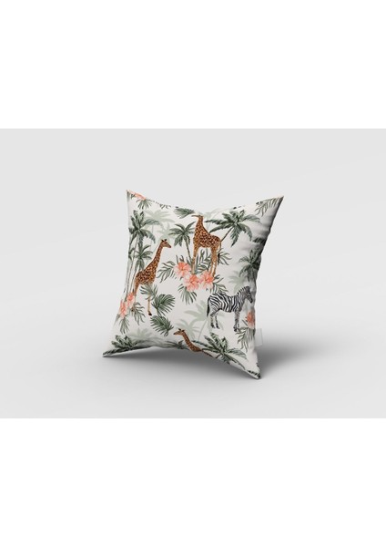 Tropikal Orman Hayvanları 2, Yeşil, Beyaz, Ithal Kumaş, Çocuk ve Bebek Odası Fon Perde - 1 Kanat modelleri